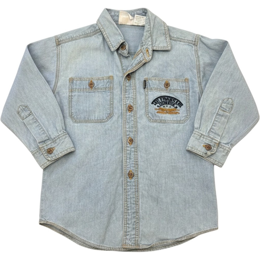 Little Levi's Denim Button Down Shirt Kids 4T Light Wash Embroidered Logo